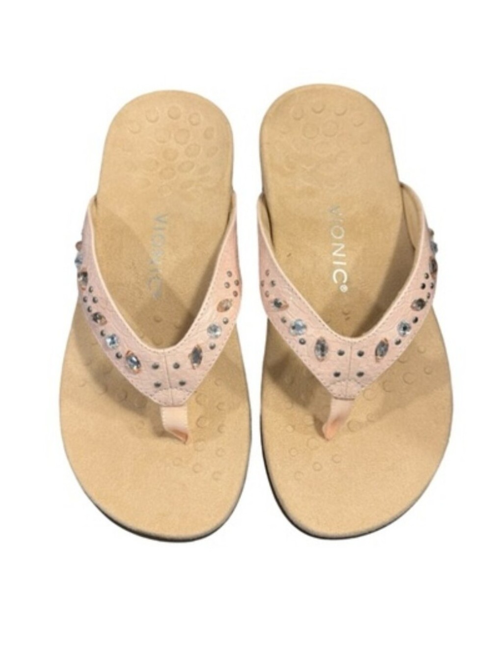 NEW IN BOX Vionic Women's Lucia Toe post Sandal - Blush Pink Jewel Thong Sandals